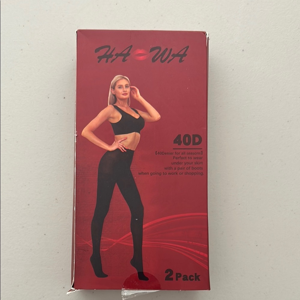 Semi Opaque Control Top Tights Ha Wa 2 Pr/Box Black Sz Sm 40% Denier